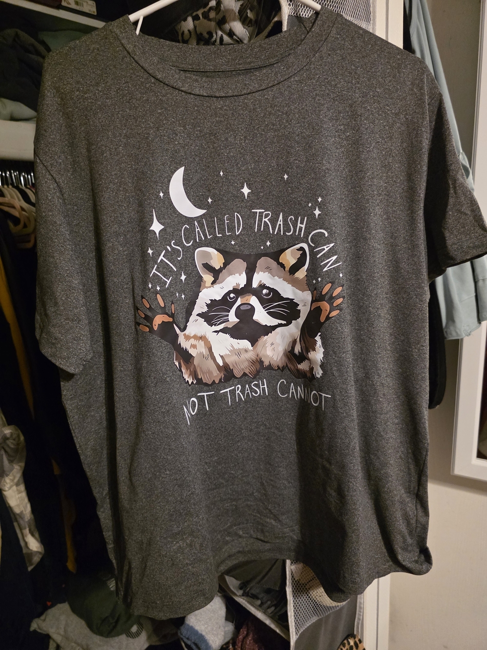 SHEIN Dark Gray Raccoon Graphic Tee